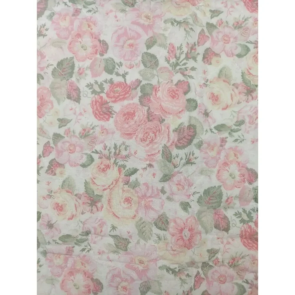 Laura Ashley King Size Floral Shams Pair Pink Roses Sage Cottagecore Shabby VTG